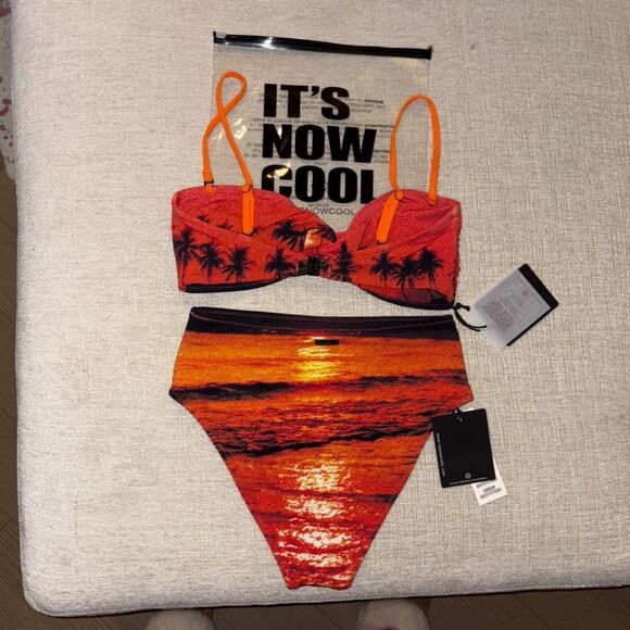 FP x Its Now Cool Sol Set Twist Bandeau Top Waisted Bikini Bottom Small NEW NWT - Picture 7 of 11